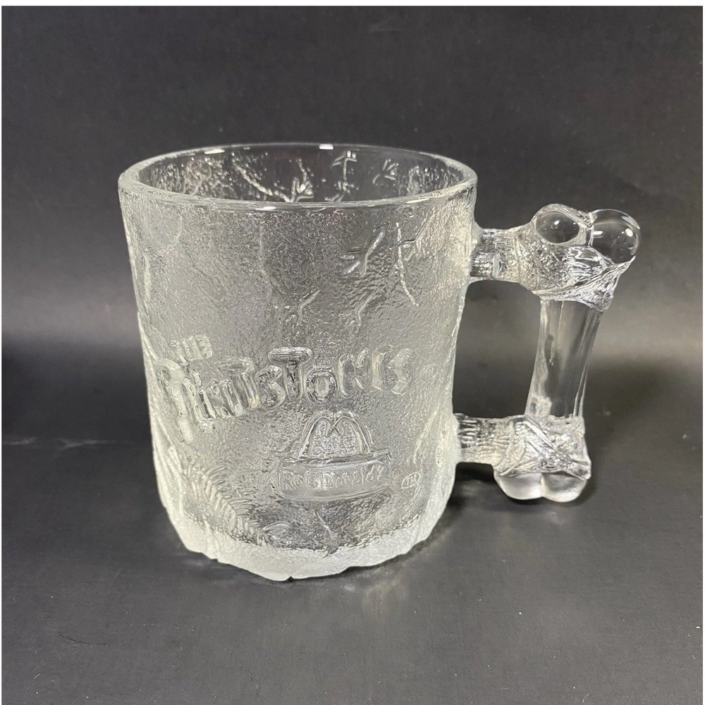 1993 McDonald's Flintstones Frosted Glass Mugs Set of 2 – Fred & Barney – VGC - Picture 9 of 12
